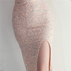 Ostrich Feather One-Shoulder Sequined Maxi Dress