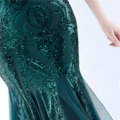 Ostrich Feather Sequined One-Shoulder Maxi Dress