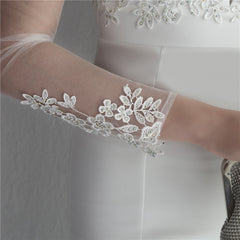 Embroidered Rhinestone Lace Fishtail Maxi Dress