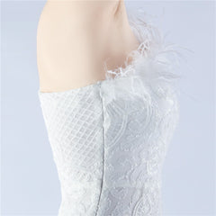 Ostrich Feather Sequined One-Shoulder Maxi Dress