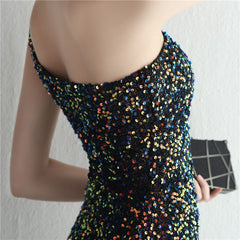 One-Shoulder Sequined Fishtail Split Maxi Dress