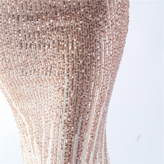 Off-Shoulder Ostrich Feather Sequin Maxi Dress