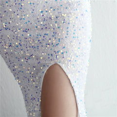 One-Shoulder Sequined Fishtail Split Maxi Dress