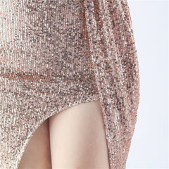 Backless Feathered Sequined Beaded Bodycon Dress