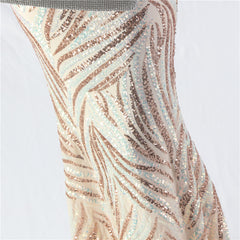 Off-Shoulder Backless Sequined Lace-Up Maxi Dress