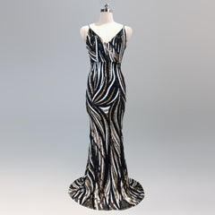 Sequined V-Neck Maxi Dress