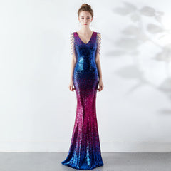 Rhinestone Chain Evening Dress