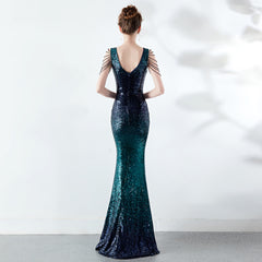 Rhinestone Chain Evening Dress