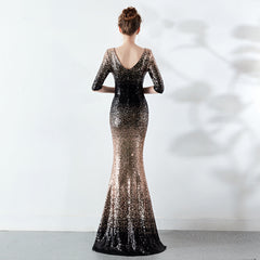 Sequined Ombre Fishtail Maxi Dress