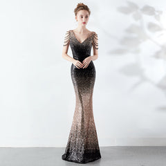 Rhinestone Chain Evening Dress