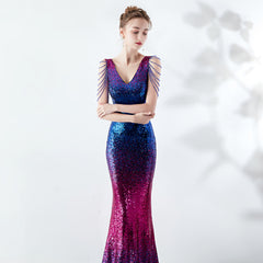 Rhinestone Chain Evening Dress