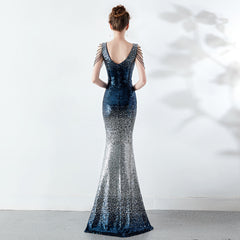 Rhinestone Chain Evening Dress