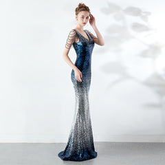 Rhinestone Chain Evening Dress