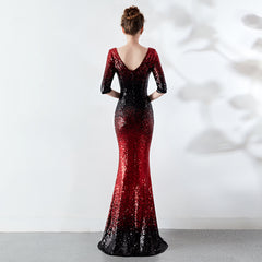 Sequined Ombre Fishtail Maxi Dress