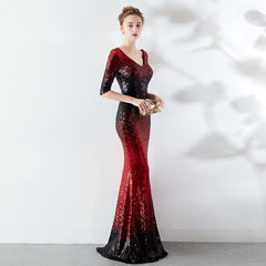 Sequined Ombre Fishtail Maxi Dress