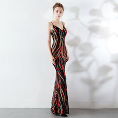 Sequined V-Neck Maxi Dress