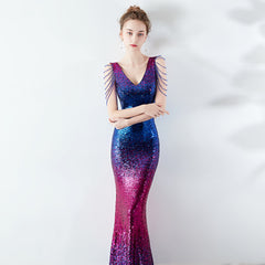 Rhinestone Chain Evening Dress