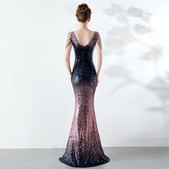 Rhinestone Chain Evening Dress