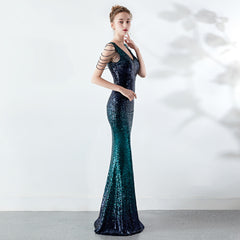 Rhinestone Chain Evening Dress
