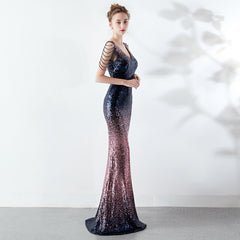 Rhinestone Chain Evening Dress