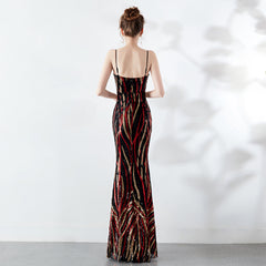 Sequined V-Neck Maxi Dress