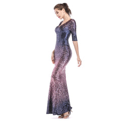 Sequined Ombre Fishtail Maxi Dress