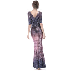 Sequined Ombre Fishtail Maxi Dress