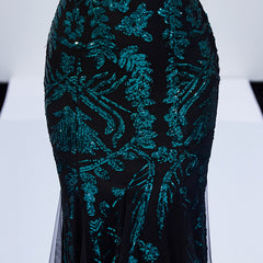 Off-Shoulder Sequin Fishtail Maxi Dress