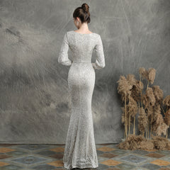 Sequined Fishtail Maxi Dress