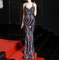 Sequined V-Neck Maxi Dress