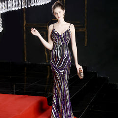 Sequined V-Neck Maxi Dress