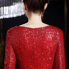 Elegant Sequin Long-Sleeve Fishtail Gown