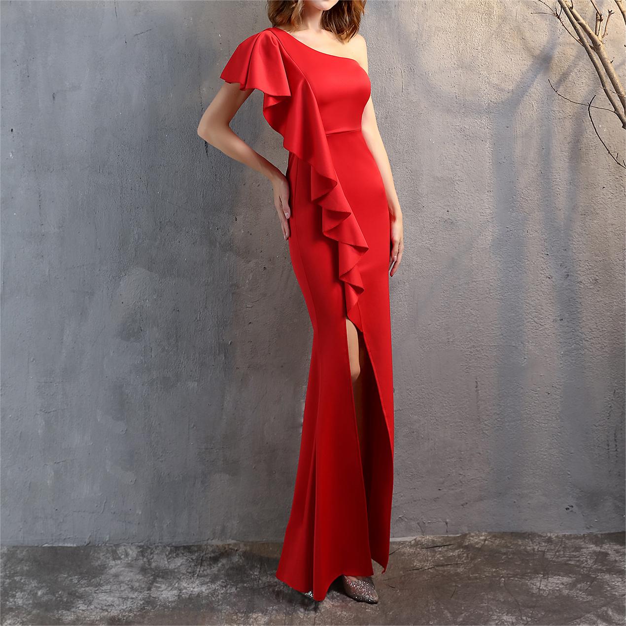 Asymmetric One-Shoulder Maxi Dress