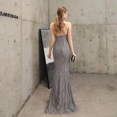 Sequined Fishtail Fringe Maxi Dress