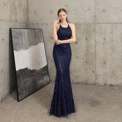 Sequined Fishtail Fringe Maxi Dress