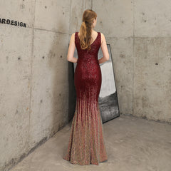 Ombre Sequined Fishtail Maxi Dress