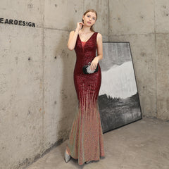 Ombre Sequined Fishtail Maxi Dress