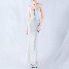 Floral Sequin Beaded Maxi Dress