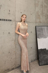 Sequined Fishtail Fringe Maxi Dress