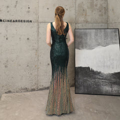 Ombre Sequined Fishtail Maxi Dress