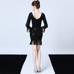 Sequin Fringe Fishtail Dress