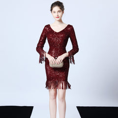 Sequin Fringe Fishtail Dress