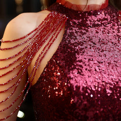 Sequined A-Line High-Low Dress