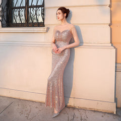 Sequined Fishtail Maxi Dress