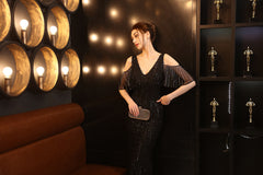 Sequined Tassel Fishtail Maxi Dress