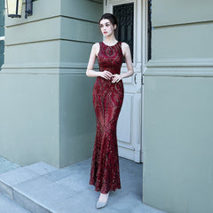 Sequined Fishtail Maxi Dress