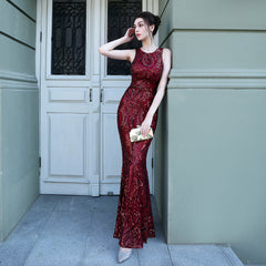 Sequined Fishtail Maxi Dress