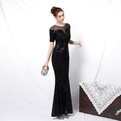 Sequined Fishtail Maxi Dress