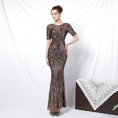 Sequined Fishtail Maxi Dress