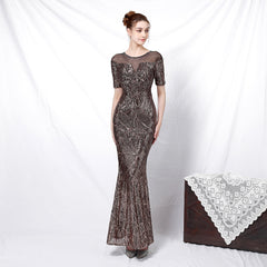 Sequined Fishtail Maxi Dress